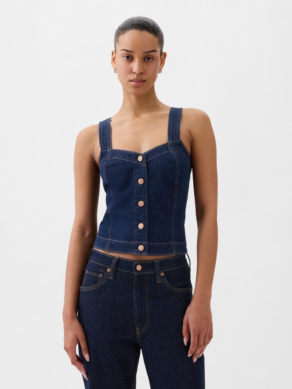 GAP Indigo Denim Corset Tank Top